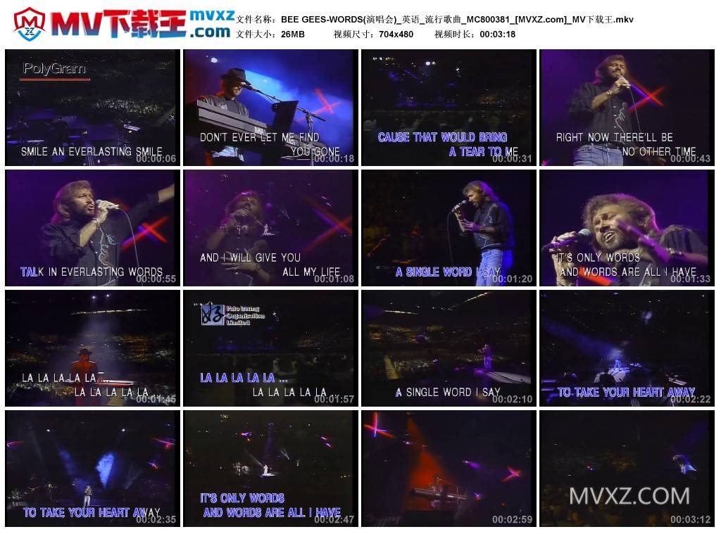 BEE GEES-WORDS(演唱会)_英语_流行歌曲_MC800381